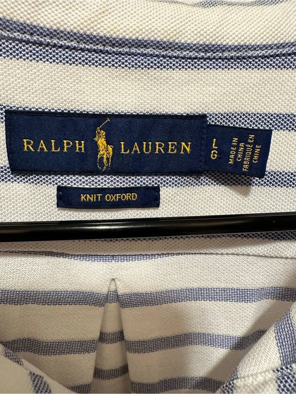Ralph Lauren Men’s White and Light Blue Striped Polo